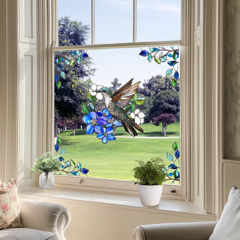 Double-sided Static Floral Bird Window Sticker - image 13