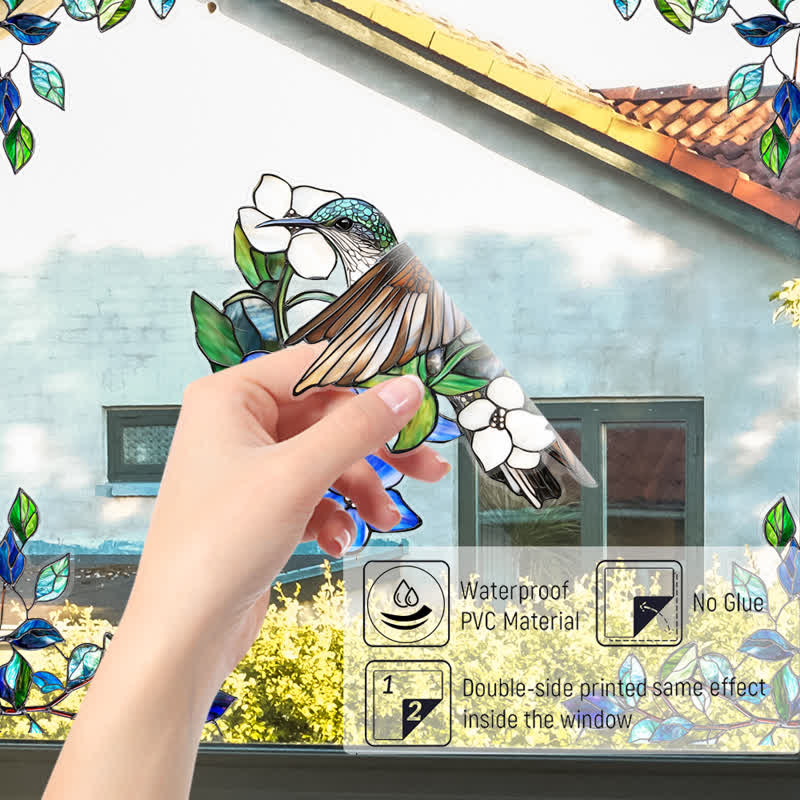 Double-sided Static Floral Bird Window Sticker - image 15