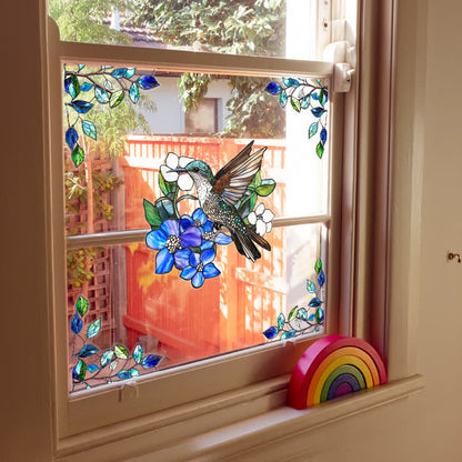 Double-sided Static Floral Bird Window Sticker - image 12
