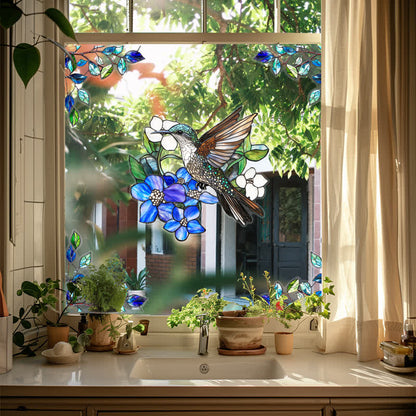 Double-sided Static Floral Bird Window Sticker - image 8