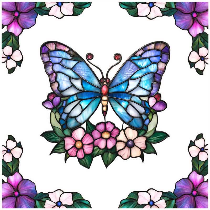 Floral Butterfly Stained Static Window Sticker - image 7