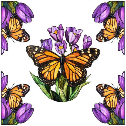Floral Butterfly Stained Static Window Sticker - image 15