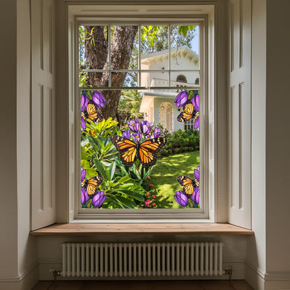 Floral Butterfly Stained Static Window Sticker - image 10