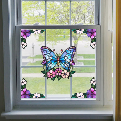 Floral Butterfly Stained Static Window Sticker - image 4