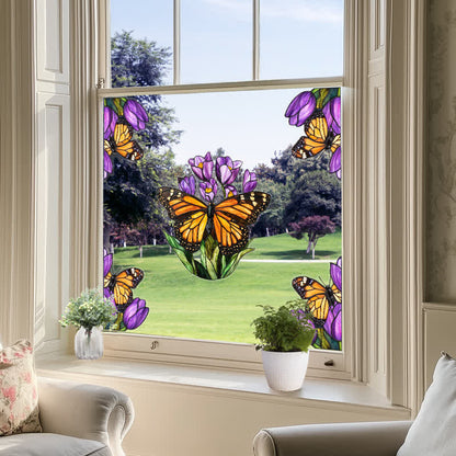 Floral Butterfly Stained Static Window Sticker - image 13