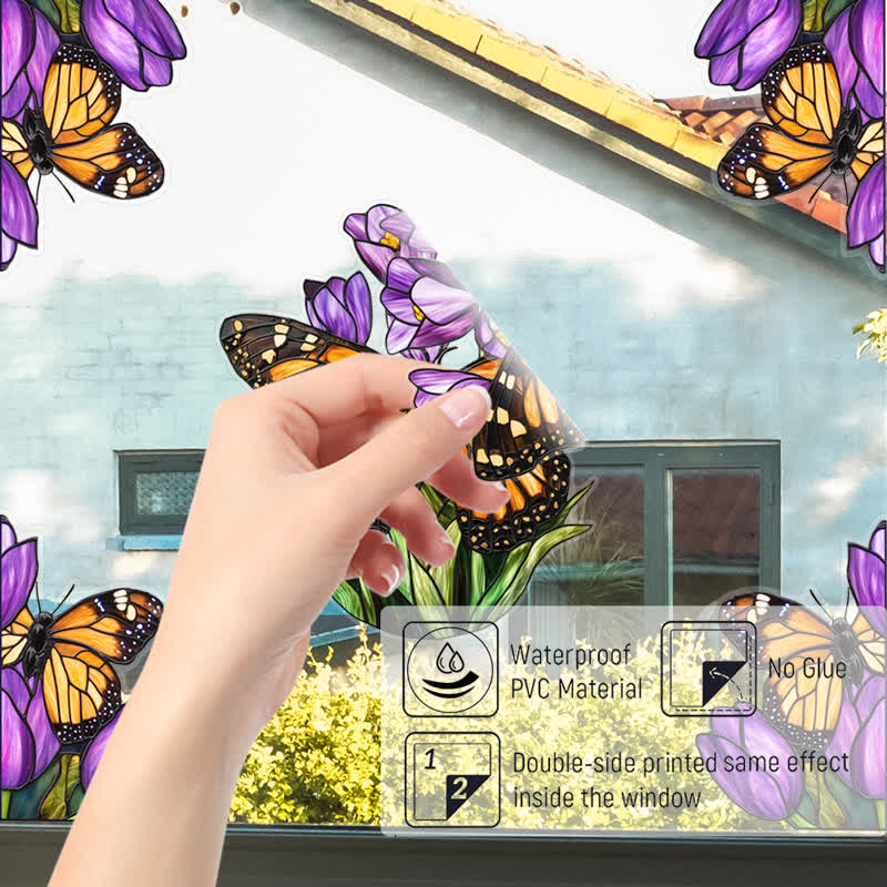 Floral Butterfly Stained Static Window Sticker - image 14