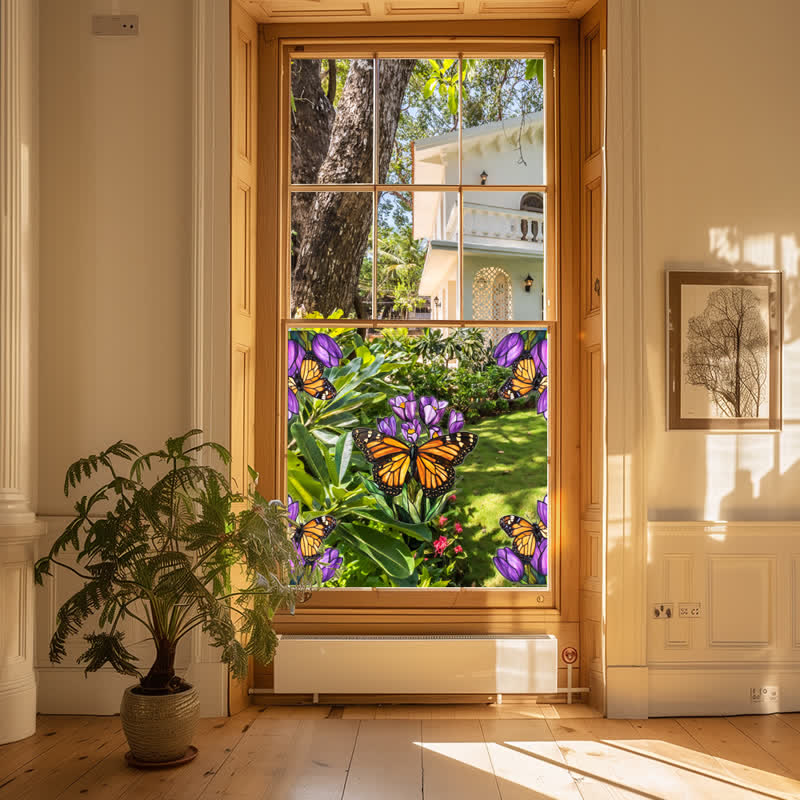 Floral Butterfly Stained Static Window Sticker - image 9