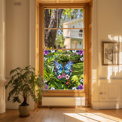 Floral Butterfly Stained Static Window Sticker - image 2
