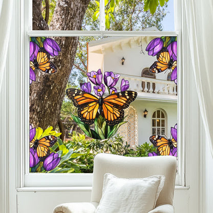 Floral Butterfly Stained Static Window Sticker - image 12