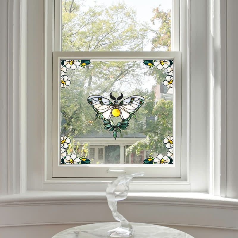 Floral Butterfly Stained Static Window Sticker - image 22