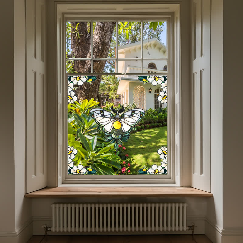 Floral Butterfly Stained Static Window Sticker - image 17