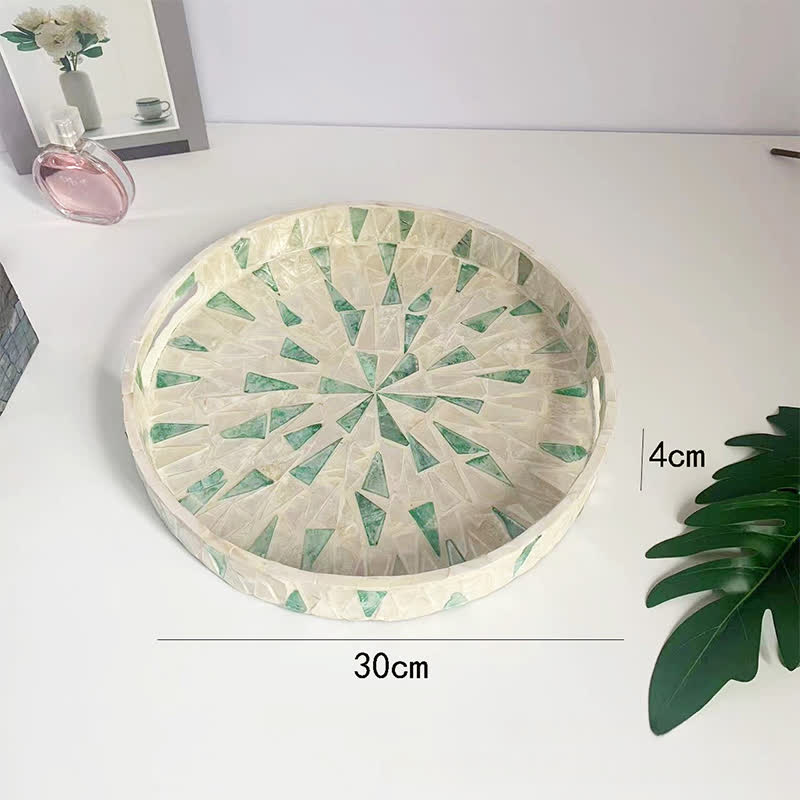 Light Luxury Shell Tea Dessert Tray - A - 1PC - 11.81" W x 11.81" L x 1.57"H - image 2