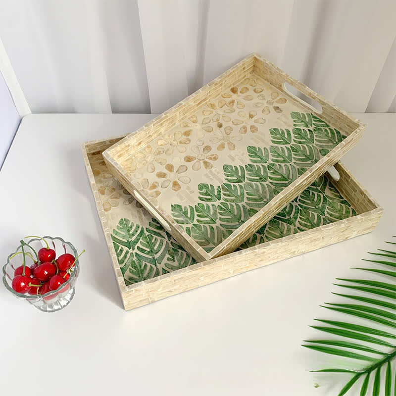 Light Luxury Shell Tea Dessert Tray - C - Set(2pcs) - 15.75" W x 11.81" L x 1.97"H - image 6