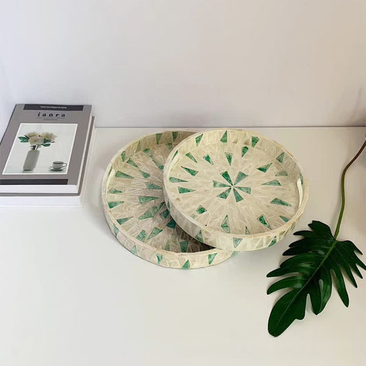 Light Luxury Shell Tea Dessert Tray - A - Set(2pcs) - 11.81" W x 11.81" L x 1.57"H - image 0