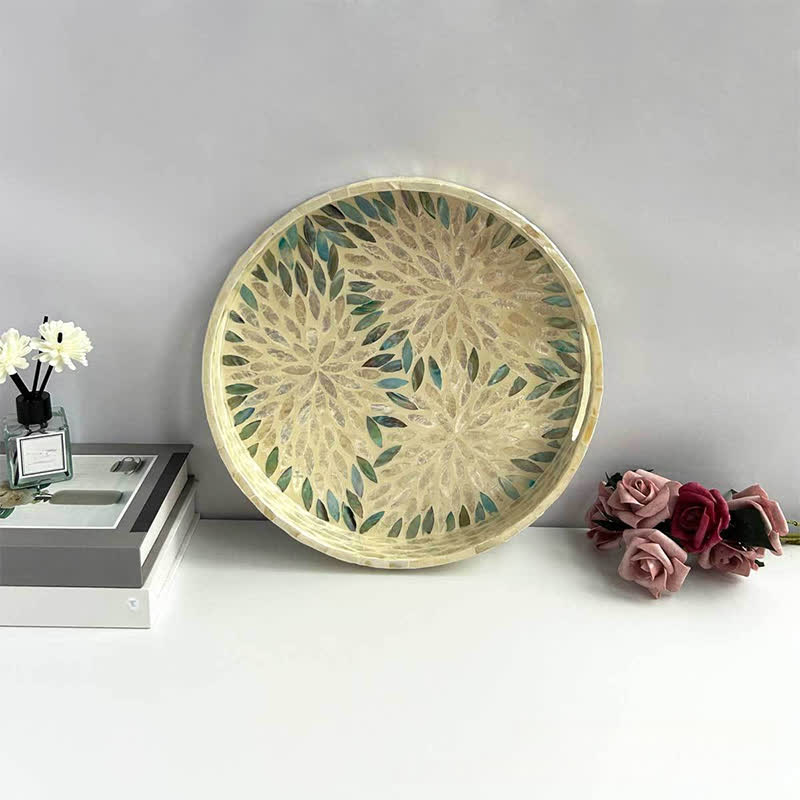 Handmade Colorful Shells Decorated Fruit Food Tray - D - 11.81" W x 11.81" L x 1.57"H - image 3