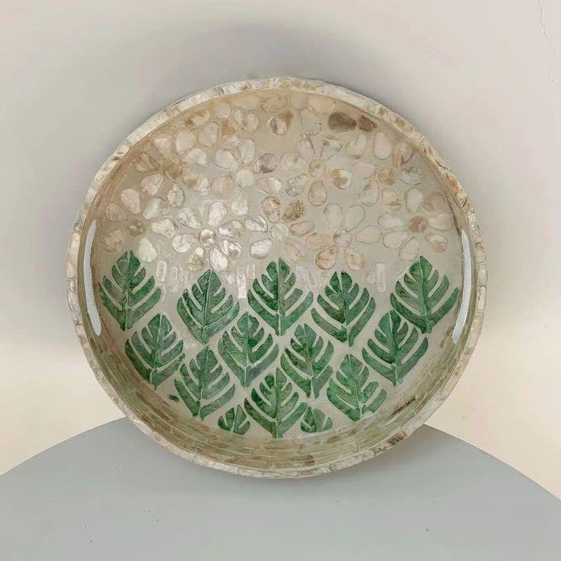 Handmade Colorful Shells Decorated Fruit Food Tray - A - 11.81" W x 11.81" L x 1.57"H - image 0