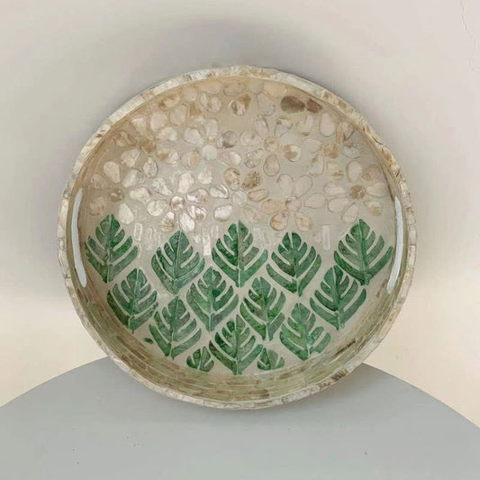 Handmade Colorful Shells Decorated Fruit Food Tray - A - 11.81" W x 11.81" L x 1.57"H - image 0