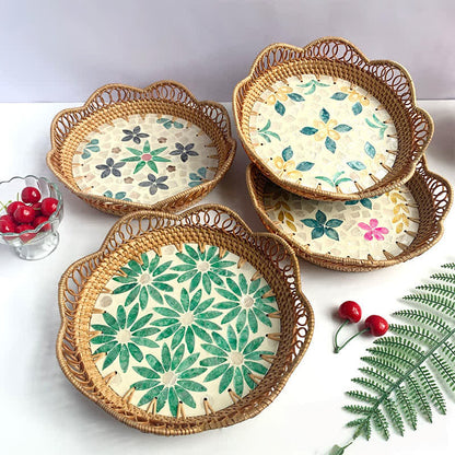 Rattan Colorful Shell Hollow Storage Basket - image 1