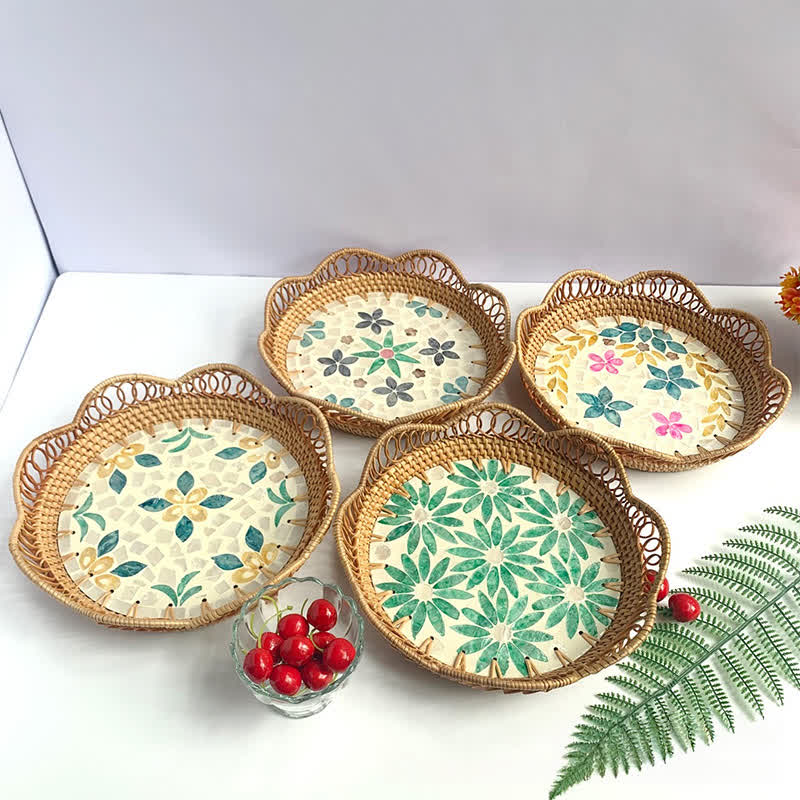 Rattan Colorful Shell Hollow Storage Basket - image 0