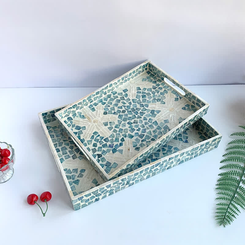 Light Luxury Shell Tea Dessert Tray - F - Set(2pcs) - 15.75" W x 11.81" L x 1.97"H - image 15