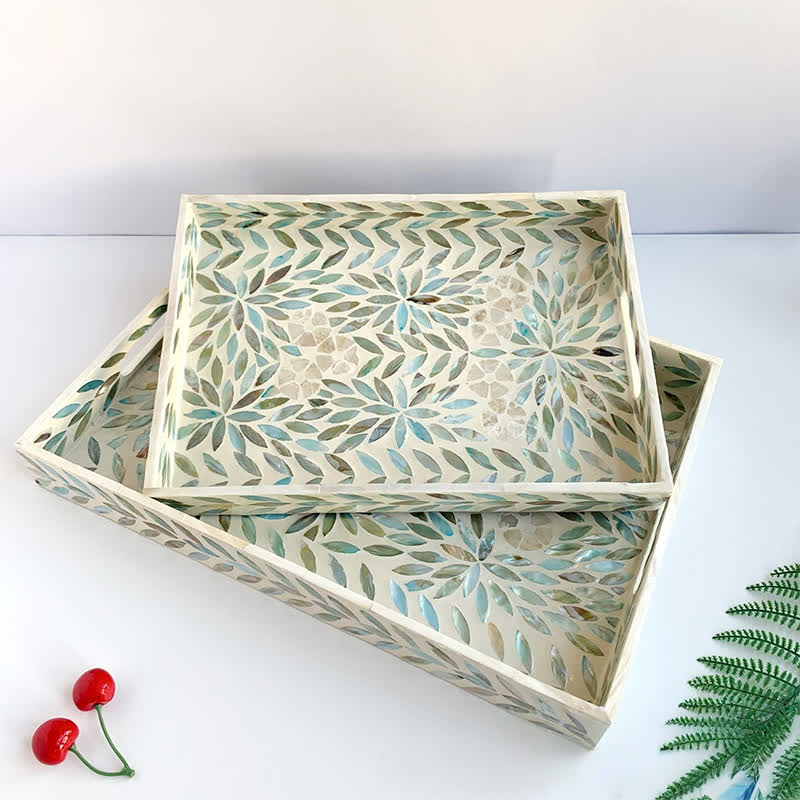 Light Luxury Shell Tea Dessert Tray - E - Set(2pcs) - 15.75" W x 11.81" L x 1.97"H - image 12