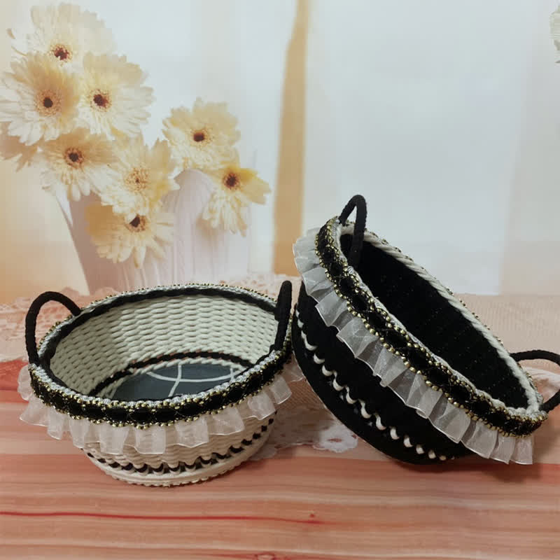 French Elegant Handwoven Storage Basket - image 1