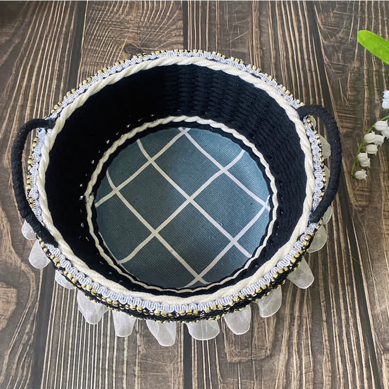 French Elegant Handwoven Storage Basket - image 5