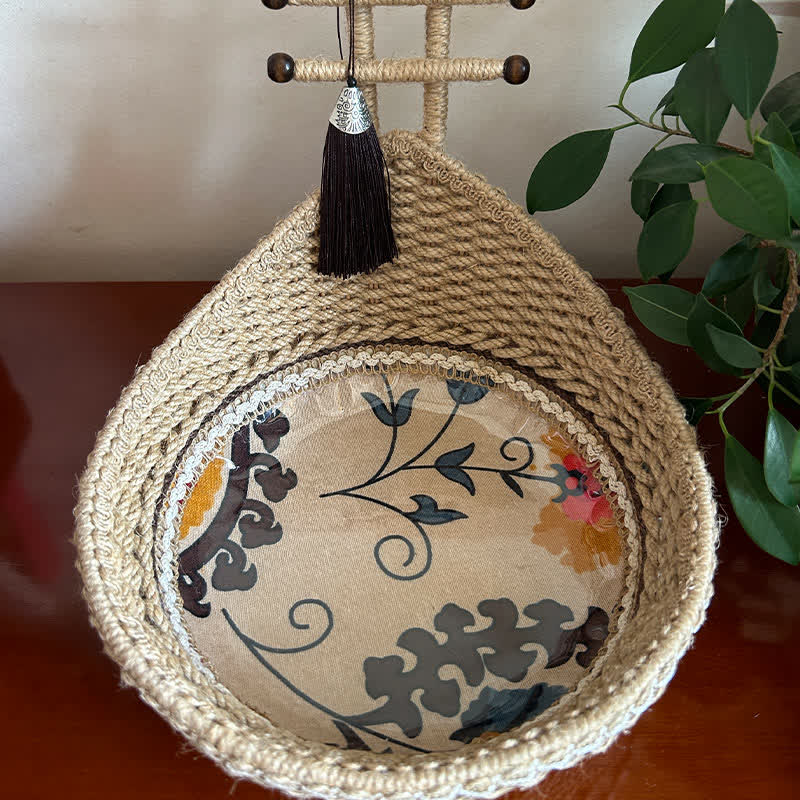 Handwoven Botanical Pattern Storage Basket - image 1