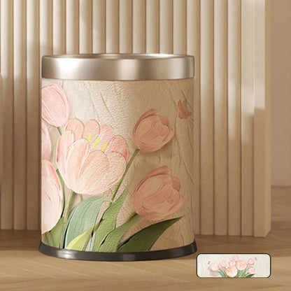 Double Layer Floral Leather Trash Bin - E - 9"W x 9"L x 10"H - image 10