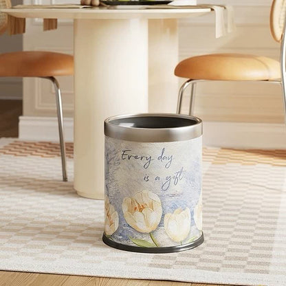 Double Layer Floral Leather Trash Bin - image 6