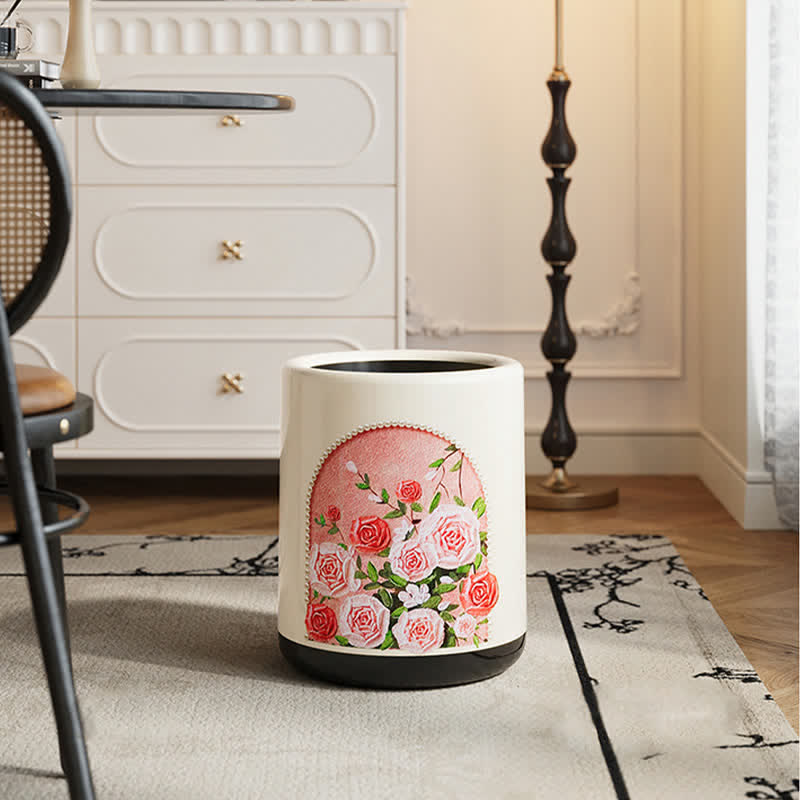Elegant Rose Double Layer Durable Trash Can - image 1