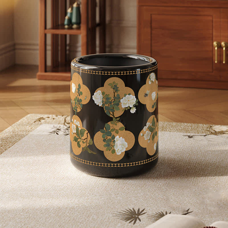 Double Layer Lidless Large Capacity Wastebasket - Black & Coffee - 9"W x 9"L x 12"H - image 0