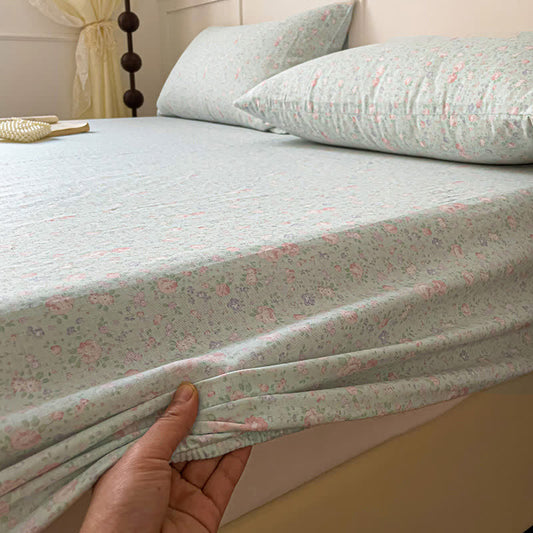 Cotton Gauze Refresh Floral Fitted Sheet - Fitted Sheet with 2pcs Pillowcases - King - image 0