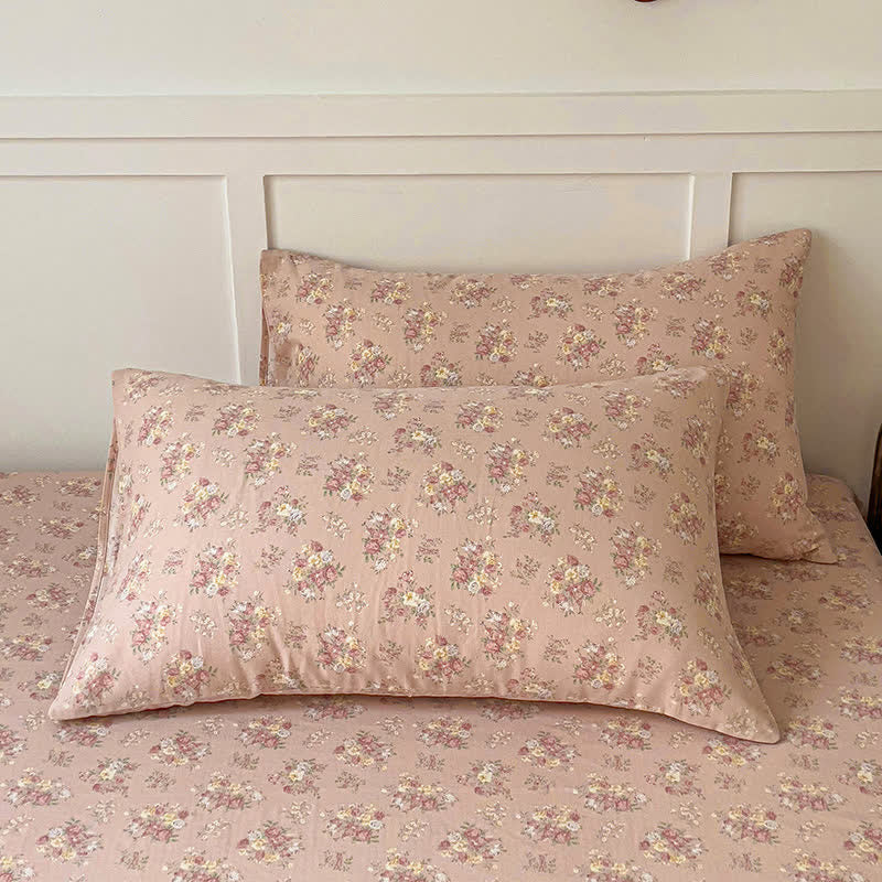 Anti-slip Cotton Gauze Floral Fitted Sheet - image 2