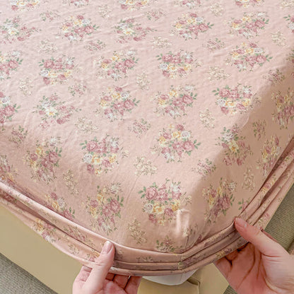 Anti-slip Cotton Gauze Floral Fitted Sheet - image 3