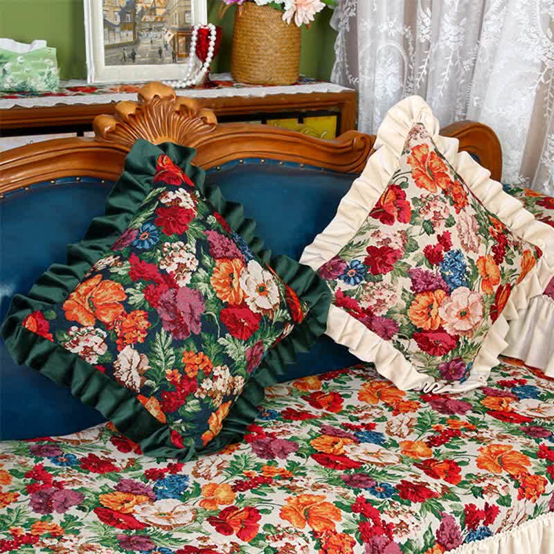 Retro Pastoral Style Floral Pillow Cushion - image 0