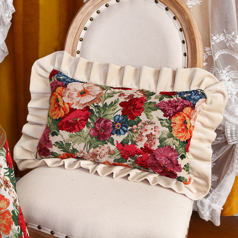 Retro Pastoral Style Floral Pillow Cushion - B - Rectangular - 12" x 20" - image 7