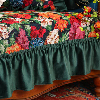 Vintage Art Floral Non-slip Ruffle Sofa Cover - image 3