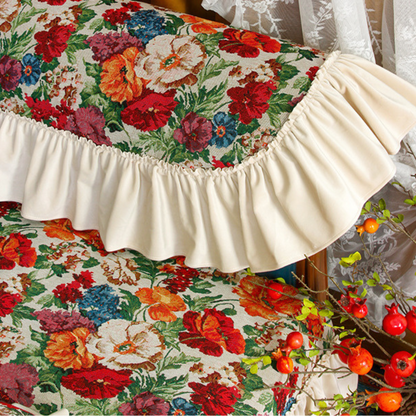 Vintage Art Floral Non-slip Ruffle Sofa Cover - B - Armrest Cover - 18" x 27" - image 6