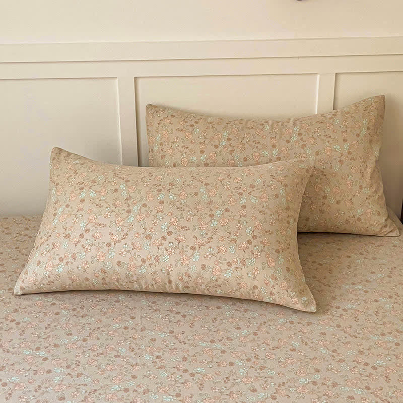 Double Layer Gauze Cotton Floral Fitted Sheet - image 2