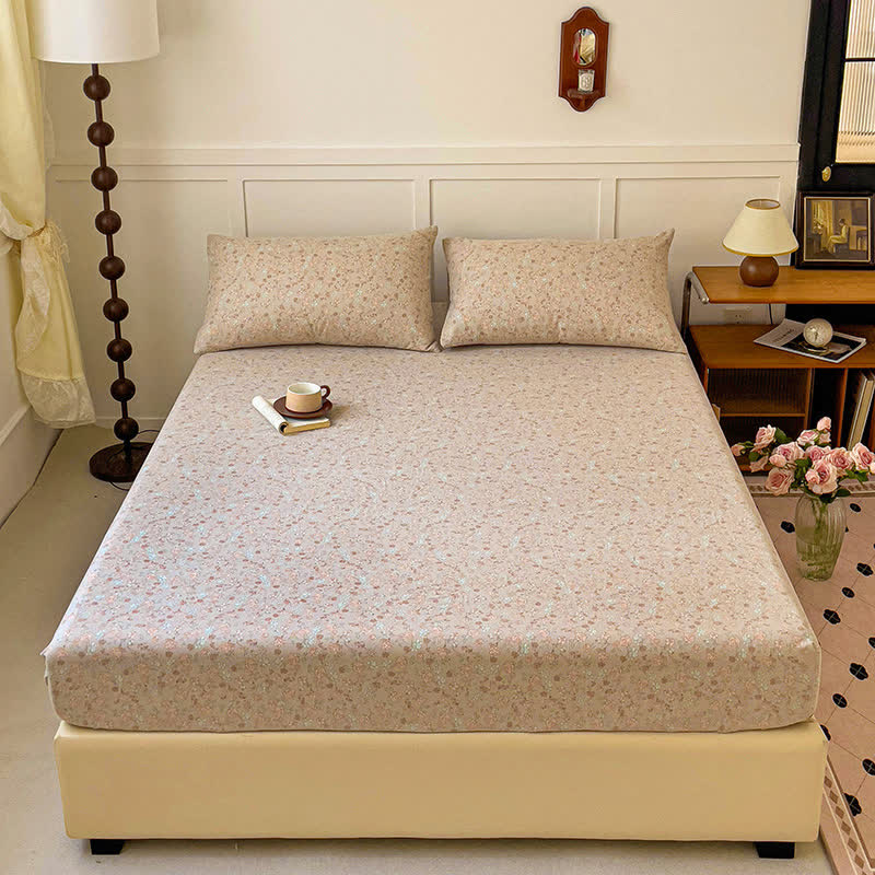 Double Layer Gauze Cotton Floral Fitted Sheet - image 1