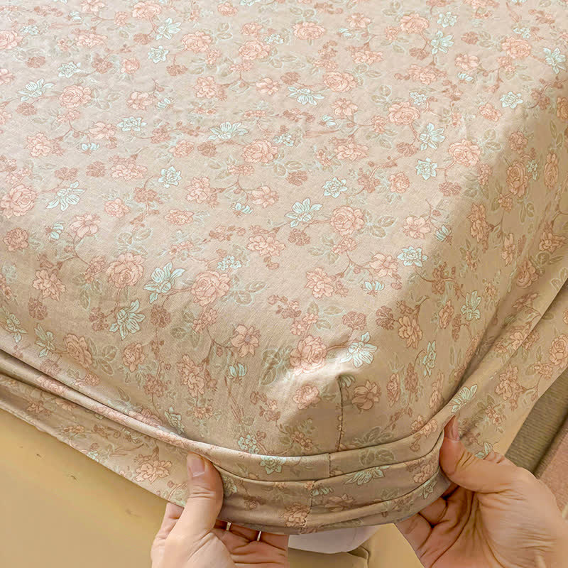 Double Layer Gauze Cotton Floral Fitted Sheet - image 3