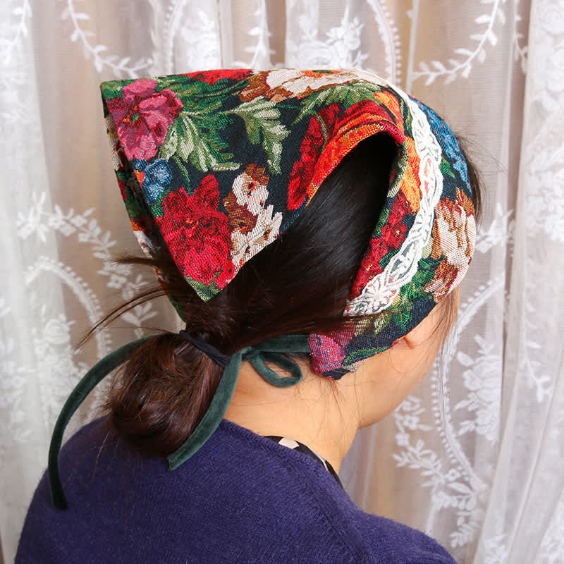 Retro Floral Waterproof Apron Set - Kerchief - A - 1PC - image 4