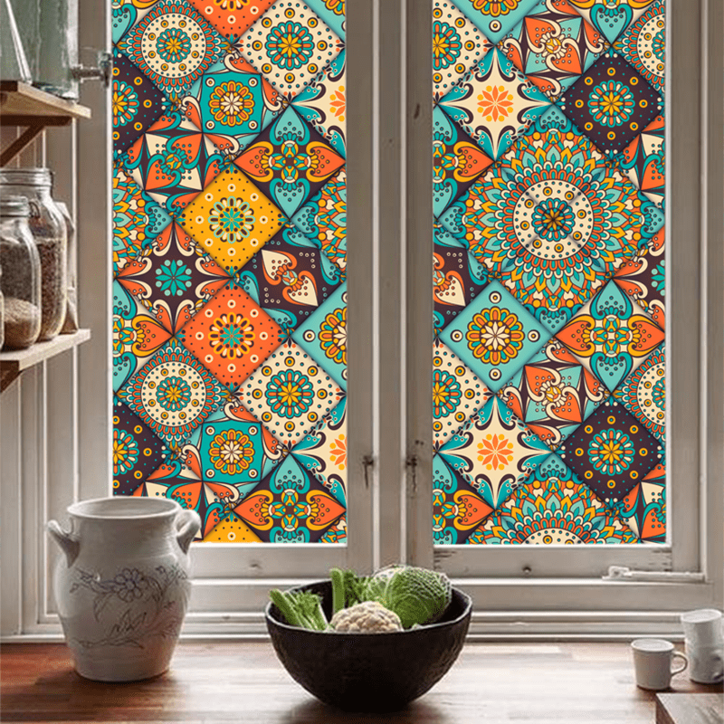 Moroccan Style Static Frosted Window Privacy Film - A - 19"W x 79"L - image 0