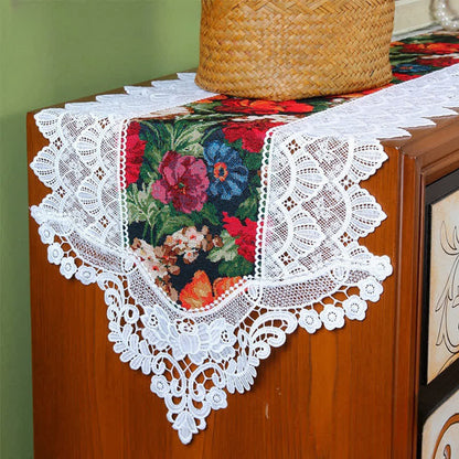 Vintage Floral Lace Patchwork Table Runner - image 2