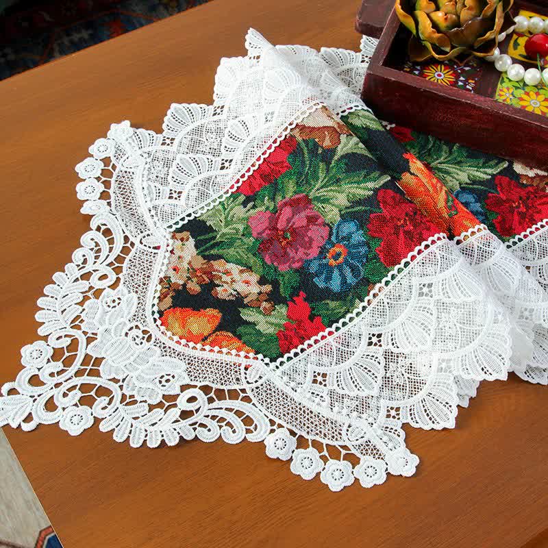 Vintage Floral Lace Patchwork Table Runner - image 4