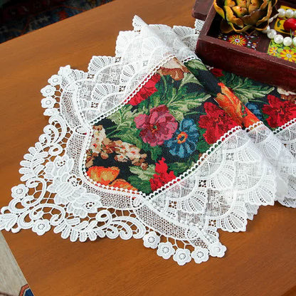 Vintage Floral Lace Patchwork Table Runner - image 4