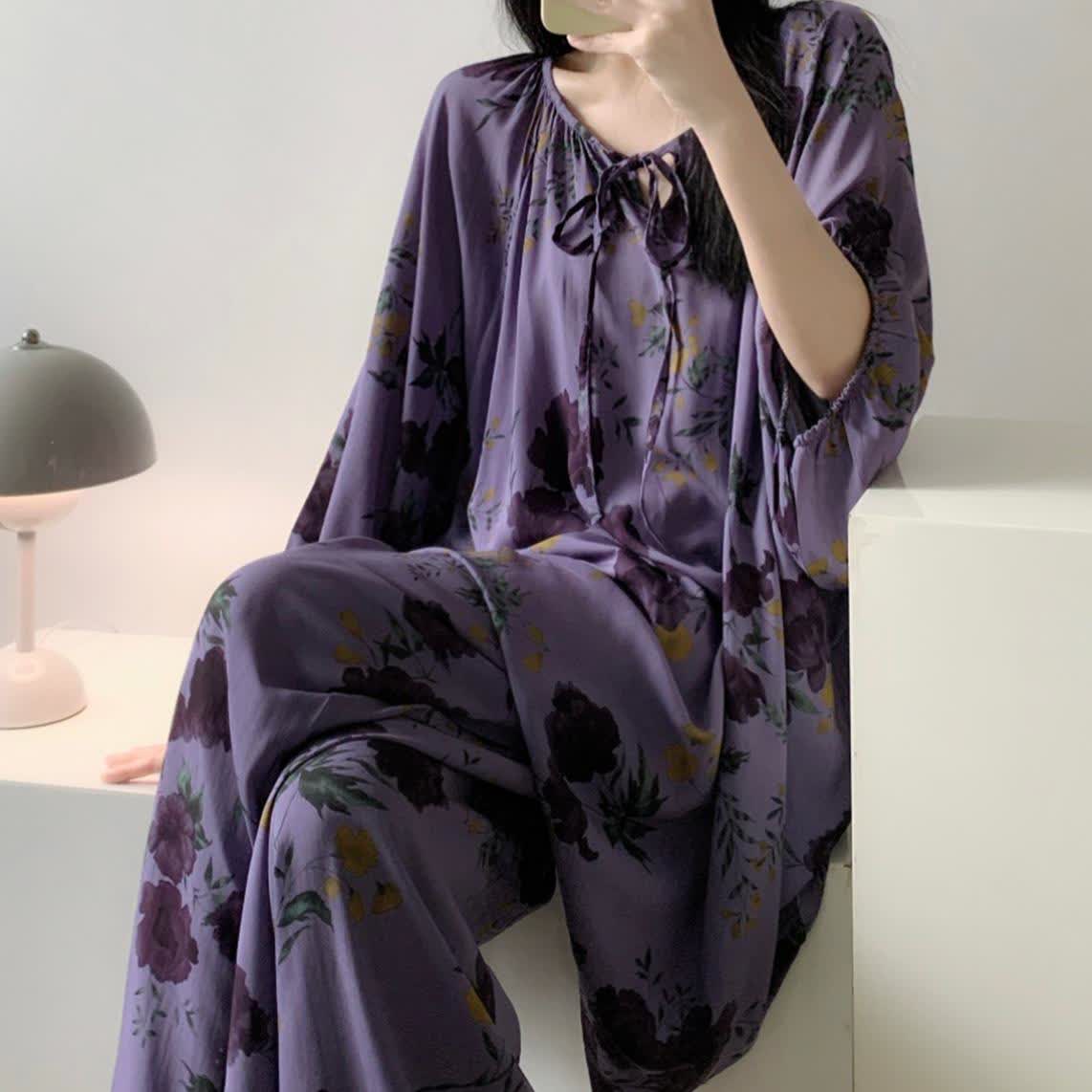 Plus Size Vintage Rose Nightwear Set - image 1