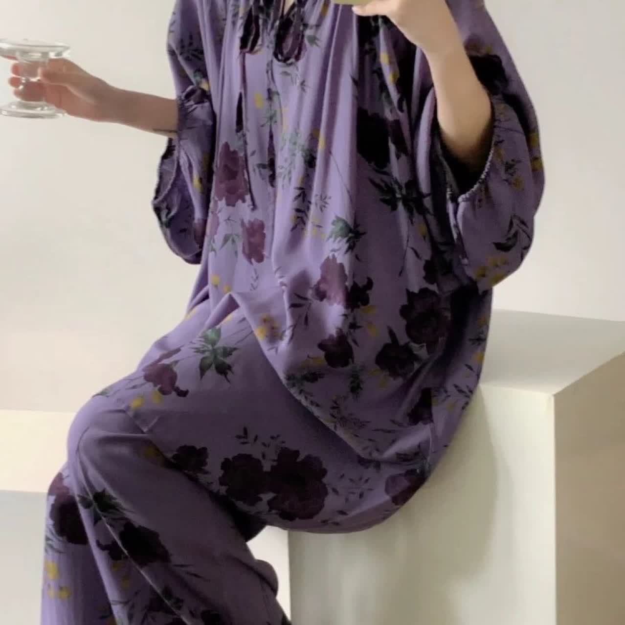 Plus Size Vintage Rose Nightwear Set - image 3