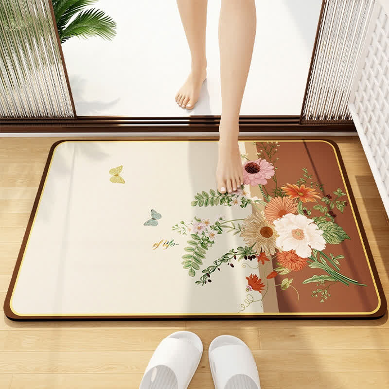 Elegant Floral Diatom Mud Bathroom Floor Mat - G - 1PC - 23" x 35" - image 8